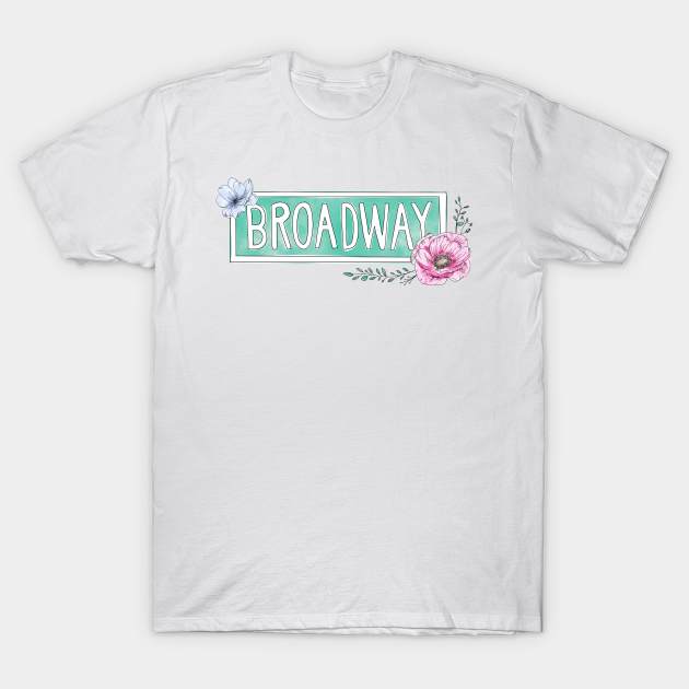 Watercolor Floral Broadway Sign NYC Palette Broadway TShirt